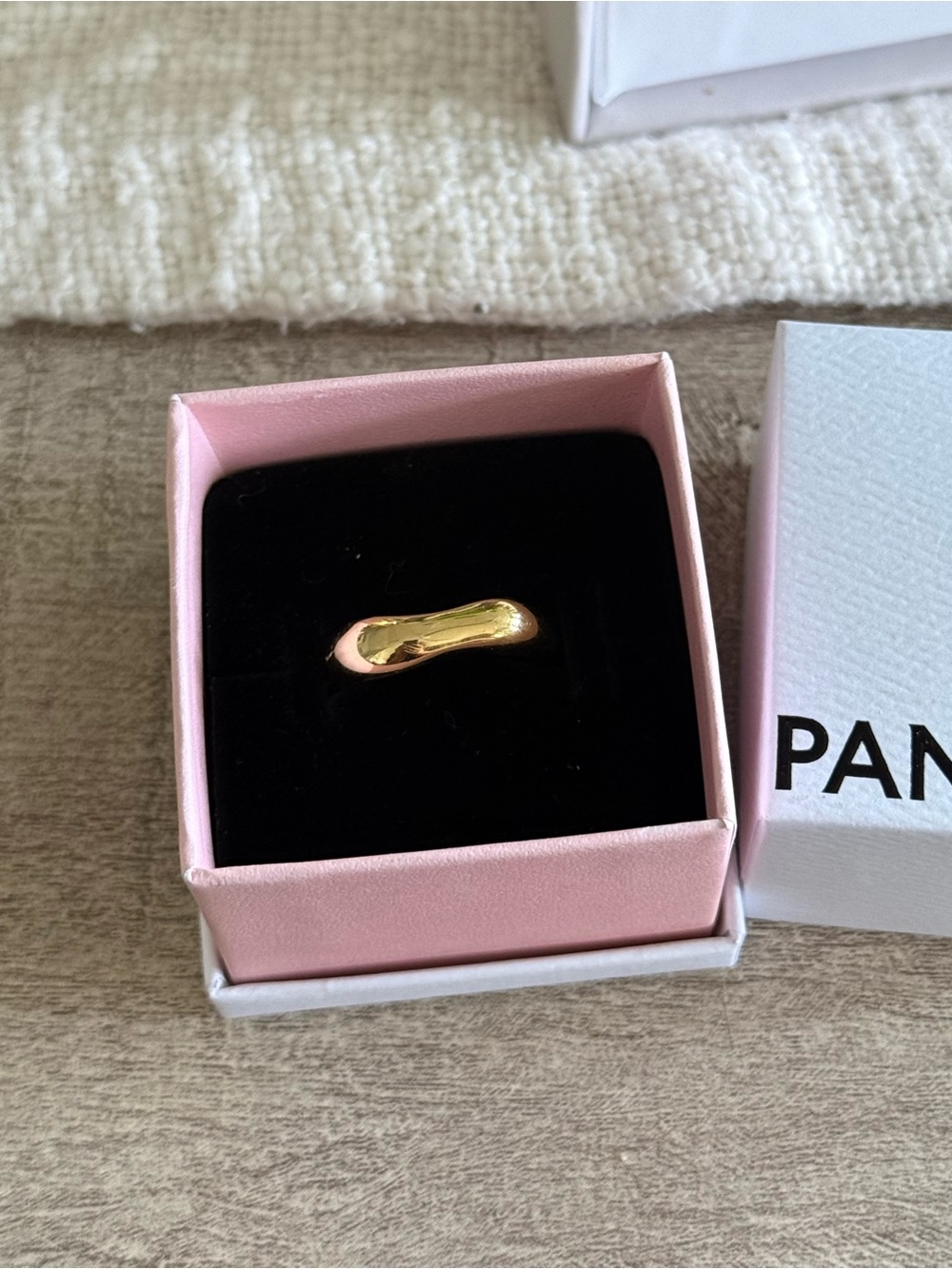 Pandora Gold Sculpted Irregular Band Ring